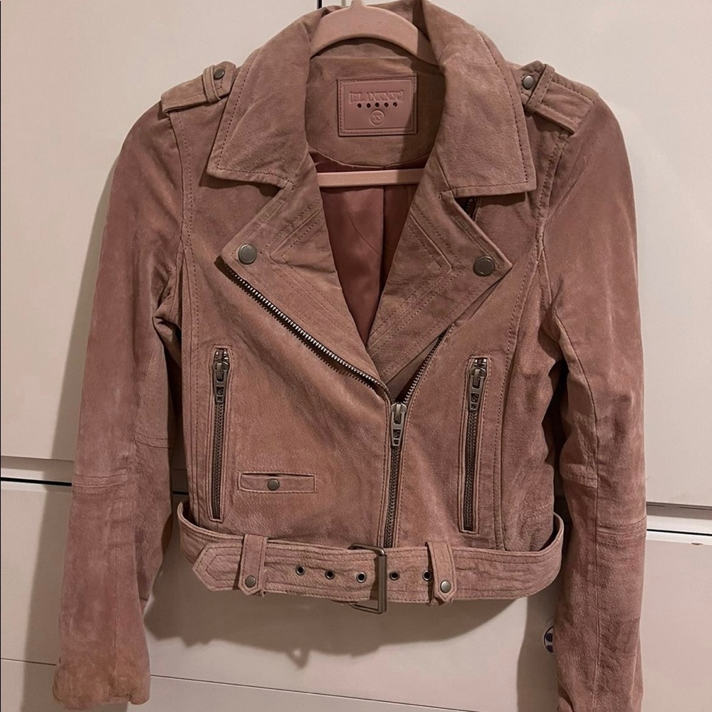BLANKNYC pink suede leather moto jacket XS